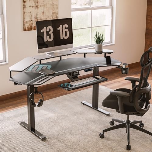 EUREKA ERGONOMIC Gaming Desk, 72" Electric Standing Desk with Keyboard Tray