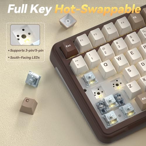 SOLAKAKA A99 Pro Mechanical Keyboard with LCD Screen & Metal Knob, Wireless Gaming Keyboard with BT5.0/2.4GHz/USB-C, Hot Swappable Creamy Keyboard, Gasket Structure, RGB Backlit, for Win/Mac