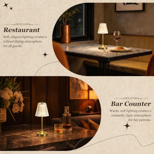 Bronze Cordless Rechargeable Table Lamp, Touch Battery Powered Lamp, 3 Color Modes, Crystal Acrylic Lampshade, Portable Ambient Night Light for Desk, Bedroom, Living Room, Dining Room, Kitchen, Bar