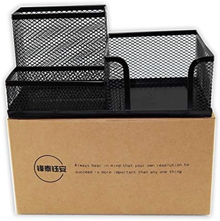 Fengtaiyuan T04, Black Metal Wire Mesh Pencil Holder, Desk Organizer (Black-T04)