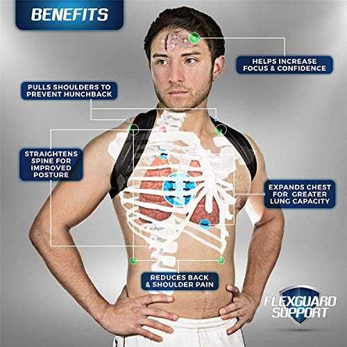 Posture Corrector for Women and Men - Adjustable Upper Back & Shoulder Brace Trainer for Slouching, Neck Hump and Hunched Shoulders - Medium/Large