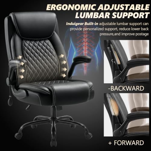 Indulgear Office Chair with Lumbar Support,Comfy Desk Chair with Flip Arm