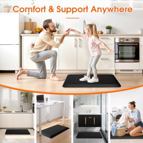 Kitchen Mat for Floor, Anti-Fatigue Mat Kitchen Rug, 17.3"x28"x0.8'', Black