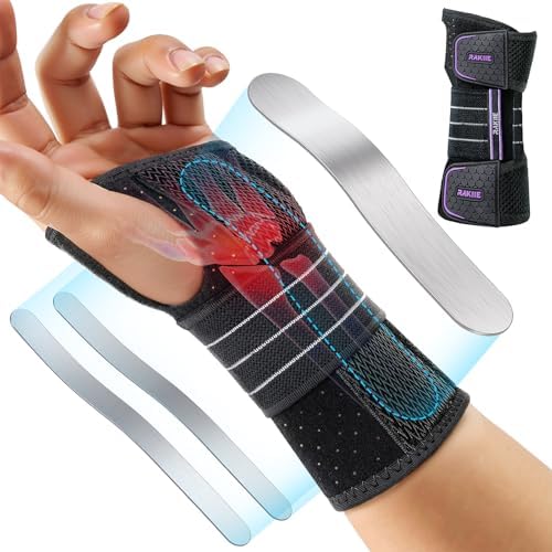 Rakiie Carpal Tunnel Wrist Brace Ergonomic Night Splint, Purple
