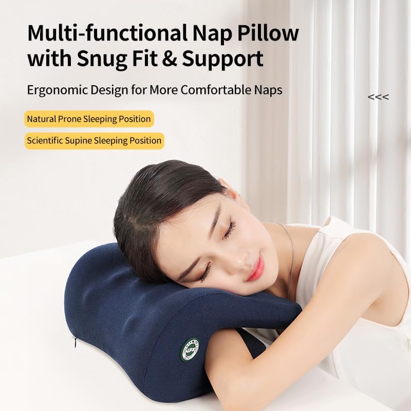 Multifunctional Headrest, Office Chair Neck Pillow, Ergonomic Memory Foam Desk Pillow, Office Chair Headrest Accessory, Universal Neck Support Pillow for Car, Office and Gaming Use (Navy Blue)