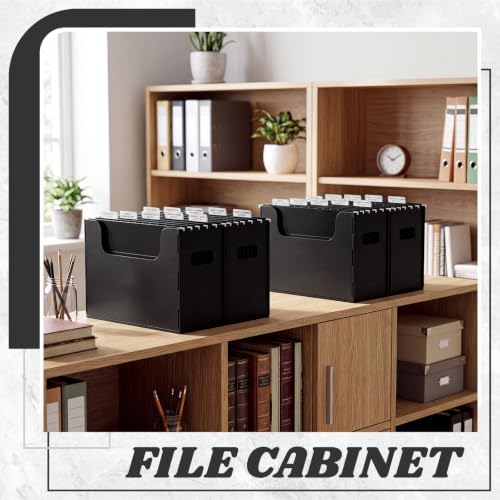 Qeeenar 2 Pcs Hanging File Box with 10 Pcs Black Hanging File Folders