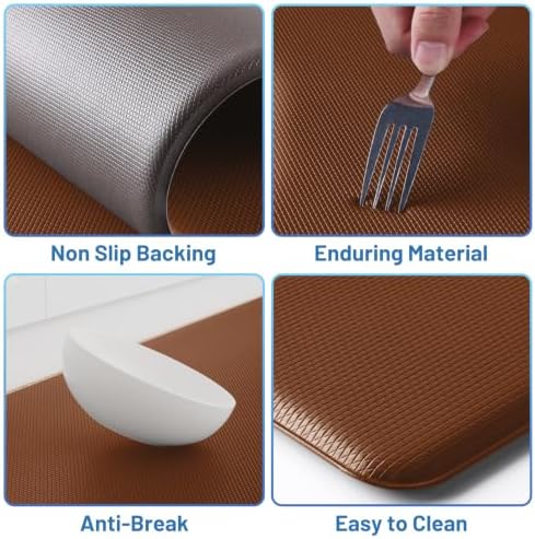StepLively Kitchen Mat for Floor 2 PCS, Anti Fatigue Rugs, Terracotta Brown
