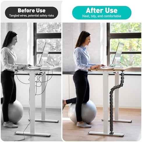 Magnetic Cable Management Spine, Instant Snap-On Wire Vertebrae for Metal Frame Gaming Desks, Dragon Bone Style Floor-to-Desk Cord Concealer for Steel Legs & Standing Desks