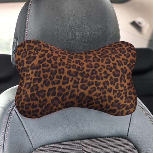 2PCS Car Headrest Pillow,Soft & Comfortable Car Neck Pillow for Driving Fatigue Relieve,All-Season Universal Cars Head Rest Pillows Automotive Interior Accessories for Cars (Leopard Print)