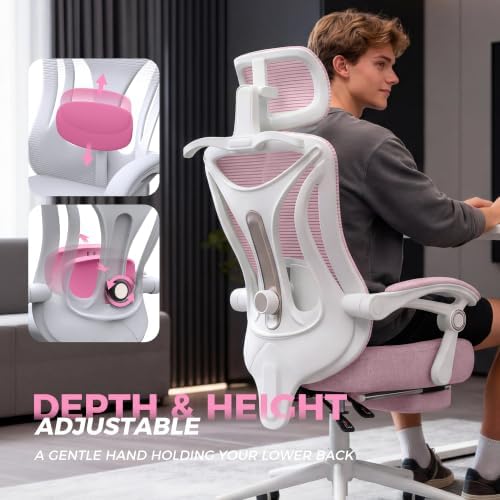 CYKOV Ergonomic Office Chair with Footrest, Reclining Mesh Back, 350 Lbs