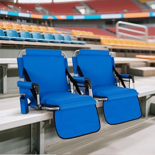LET'S CAMP Folding Stadium Seats, 2 Pack Bleacher Chairs with Cup Holder