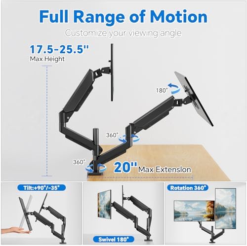 Simple Trending Dual Monitor Stand for 17-27 inch Computer Screens, Computer Stand, Adjustable Stand for 2 Monitors Holds up to 20 lbs, (Black)