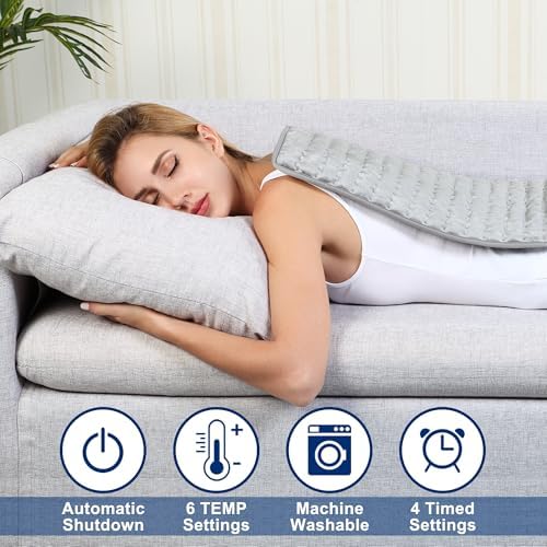 Electric Heating pad for Back Neck Shoulder Knee Arms Legs- Electric Heat Pads with 6 Heat Settings & Auto Shut Off &Dry/Moist Heat Heating Pad for Birthday Mother Father Girl Men Women