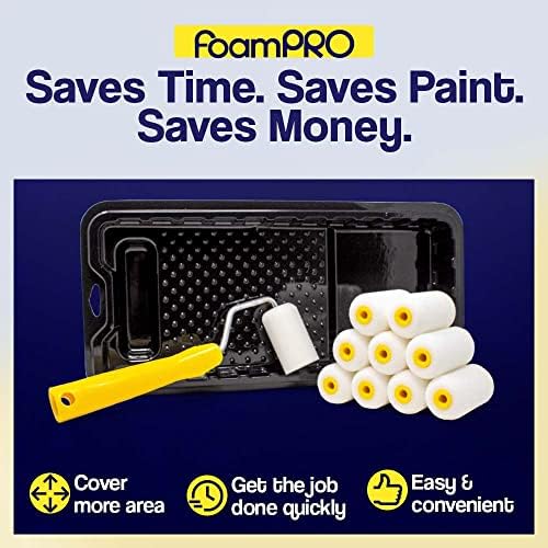 FoamPRO 162 | 2” Fine Finish Paint Roller | Mini Foam Roller (1 Pack) | Foam Paint Roll Cover + Paint Roller Handle | Home Painting Supplies & Paint Tools