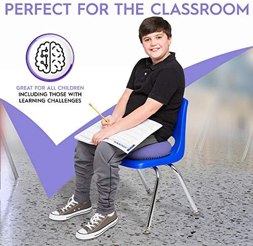 Bouncyband – Wiggle Seat – Purple, 13” D – Large Sensory Cushion for Kids Ages 6-18+ – Promotes Active Learning, Improves Student Productivity, Includes Easy-Inflation Pump (Pack of 2)