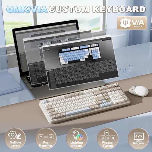 YUNZII B98 PRO 96% Wireless Mechanical Keyboard(Beige, Candy Switch)