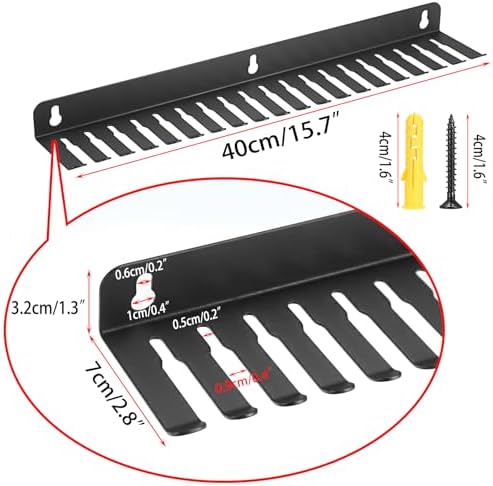 Sumnacon Wall Mountable Cable Hanger and Organizer Steel Cable Rack with 19 Cables Slots Width from 5-9mm,Sturdy Cables Holder Black Cord Rack Organizer for Office Studio Desk Bench Workshop