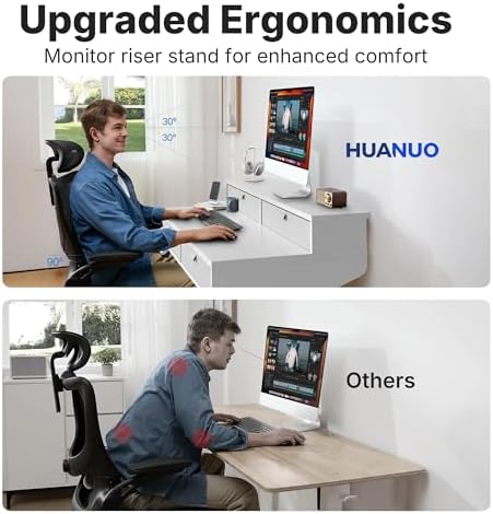 HUANUO 32 x 20 Inch Electric Standing Desk with 4 Drawers, White