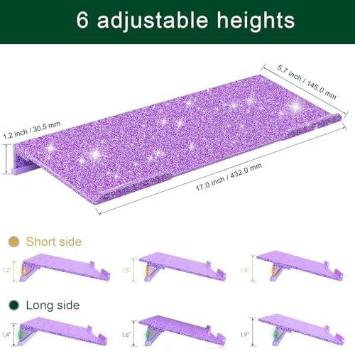 Computer Keyboard Stand for Desktop - 6-Level Height Adjustable Acrylic Keyboard Riser Non-Slip Ergonomic Key Board Tray Holder for Home School Office Desk Accessories, Sparkling Purple