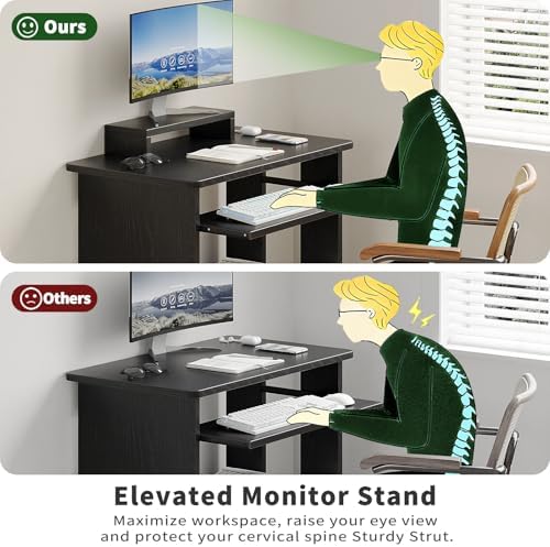 ALISENED 30 Inch Computer Desk, with Keyboard Tray & Monitor Stand