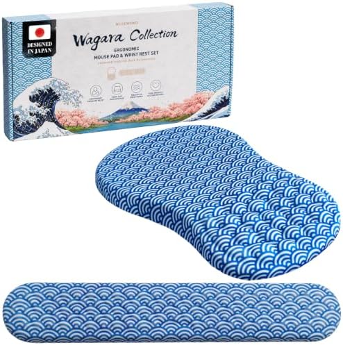 BELLEMOND Japanese Mouse Pad with Wrist Rest | Ergonomic Memory Foam, Large