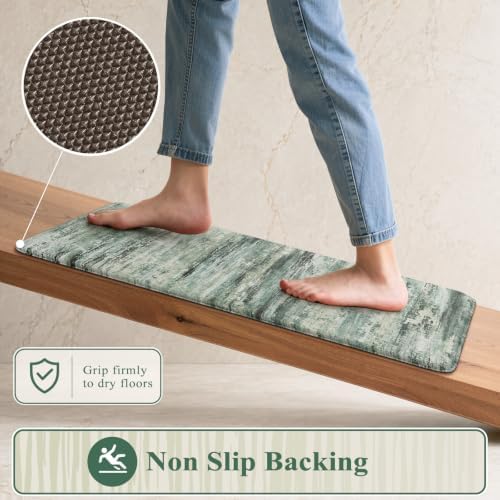 KIMODE Kitchen Mats Cushioned Anti Fatigue, Abstract Kitchen Rugs Sets of 2