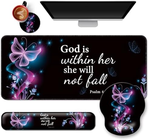 4 in 1 Mouse Pad Set with Wrist Rest for Keyboard,Desk Mat,Coaster-Purple