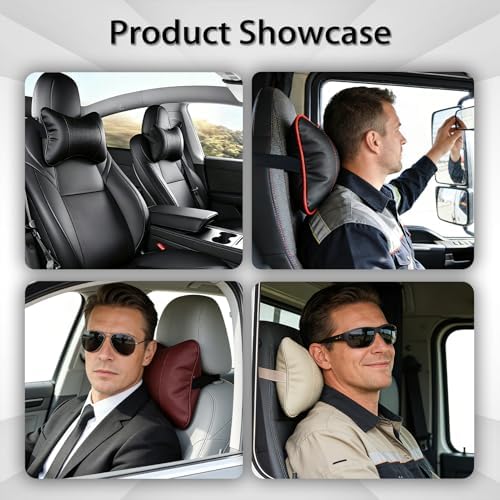 2 Pack Car Neck Pillow Soft Breathable Headrest Pillows for Driving Support, Universal Fit for Most Car Seats Decor Accessories（Maroon）