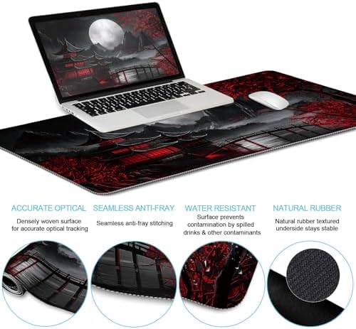 LIMKRIAN Japanese Ergonomic Mouse Pad with Wrist Rest, Large Desk Mat Set