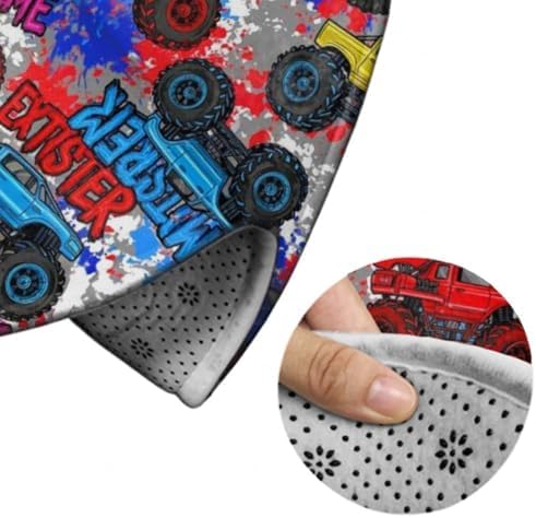 Large Machine Washable Circular Rugs, Home Decor Round Mat for Living Room Sofa Office Monster Truck Car Grunge, 36inch