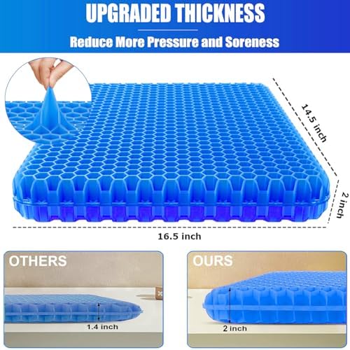 2" Extra Thick Gel Seat Cushion for Long Sitting Pressure Relief