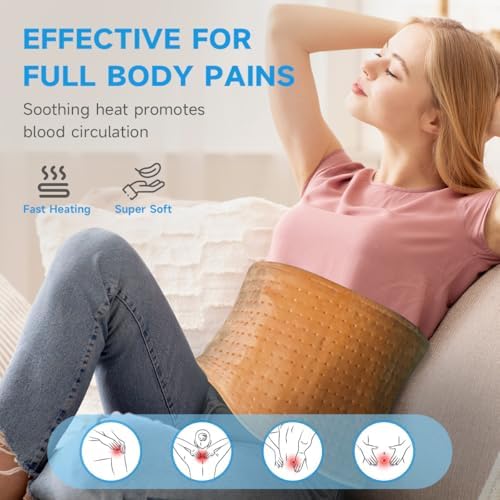 GOTCOZY Heating Pad 12"x24" for Back Pain Relief & Cramps(Biscuit)