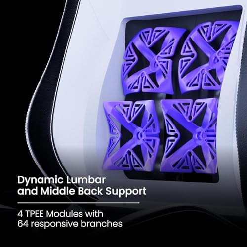 Vertagear PL4800 Ergonomic Big & Tall Gaming Chair Featuring ContourMax Lumbar & VertaAir Seat Systems - RGB LED Kits Upgradeable - Black/White