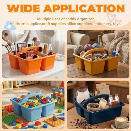 Kathfly 4 Pack Classroom Caddy Organizer with Handle Bulk, Blue Orange