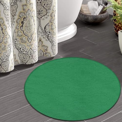 Machine Washable Modern Round Area Rug, Room Sofa Yoga Soft Round Carpet, Home Decor Non Slip Kitchen Office Circle Rug Green, 60inch