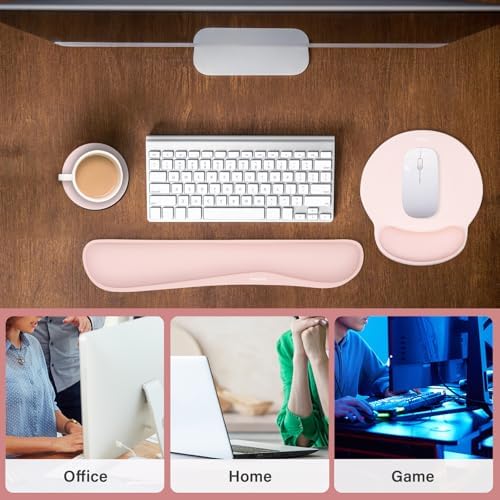 MOSISO Wrist Rest Support for Mouse Pad&Keyboard Set, Chalk Pink