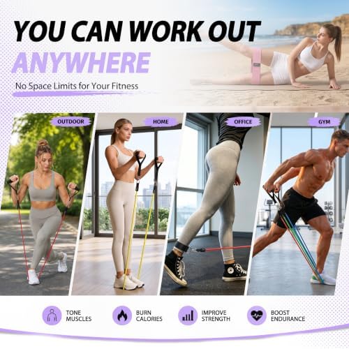 WHATAFIT Resistance Bands with Handles, 150 lb Exercise Bands Set