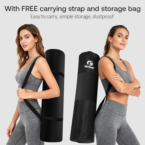 Gruper Yoga Mat Non Slip, 10/15mm Thick NBR Extra Thick Yoga Mat