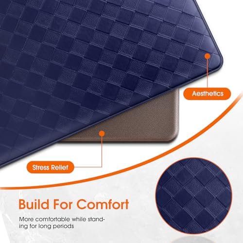 TranquilRelax Kitchen Mats, Cushioned Mats with Extra-Long Runner, Blue