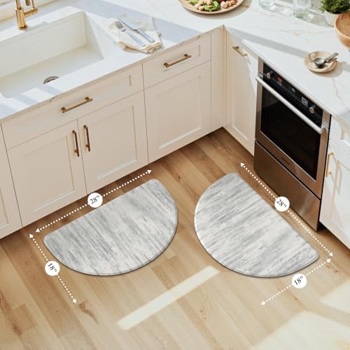 KIMODE Kitchen Mats Cushioned Anti Fatigue,18"x28" Half Round Abstract Rugs