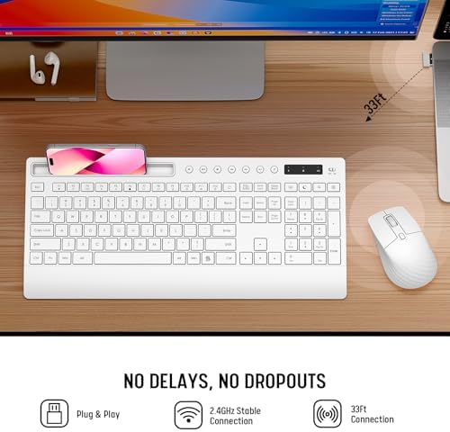 Trueque Wireless Keyboard and Mouse Combo, Full Size with Palm Rest