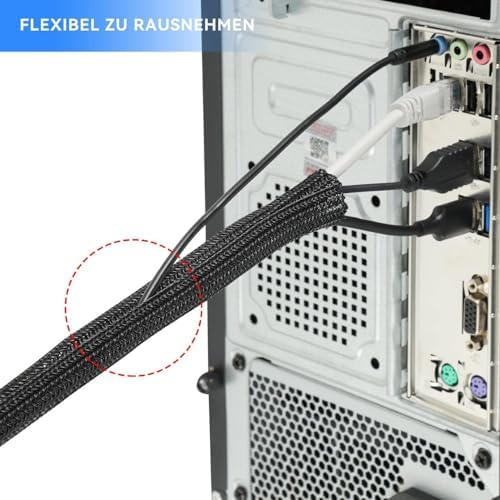AGPTEK Cable Sleeve, 6.6ft - 1.5 inch Cable Management Cord Hider, Black