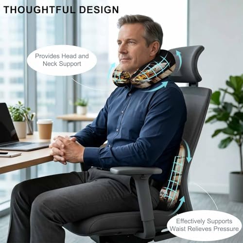 Neck Pillow Farm Wine Glass on Wood Table Washable Memory Foam Pillow for Airplane Office Car Sleeping, Country Style Travel Pillows U Shaped Stretch Neck Support Pillows