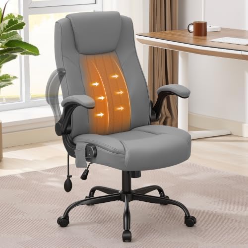 Office Chair, Ergonomic Executive Desk Chair Inflatable Lumbar Support High Back Computer Desk Chair Thick Cushion, Flip-Up Arms and Ergonomic Back Comfy Executive Office Chair for Home Office Gaming