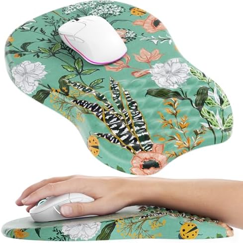 MROCO Ergonomic Mouse Pad with Wrist Support, 11.8x7.8 in, Garden Whispers