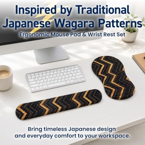 BELLEMOND Japanese Mouse Pad with Wrist Rest | Ergonomic Memory Foam, Large