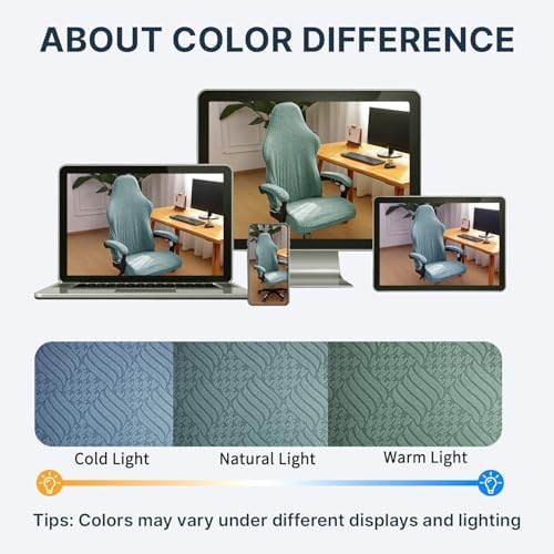FORCHEER Green Gaming Chair Covers with Armrest Covers Stretch Jacquard Computer Game Chair Slipcover 4 Pieces Cat Scratch Proof Washable