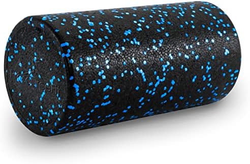 ProsourceFit High Density Foam Rollers 12 - inches long, Firm Full Body Athletic Massage Tool for Back Stretching, Yoga, Pilates, Post Workout Muscle Recuperation, Black/Blue