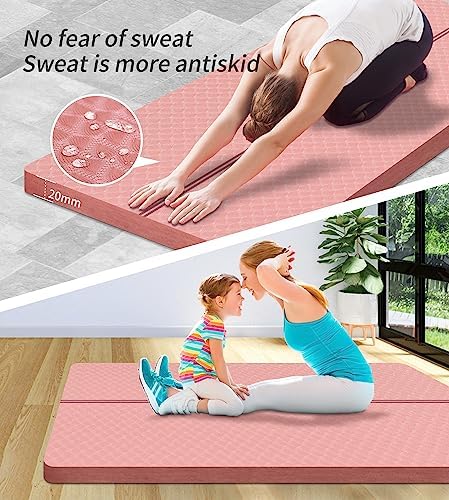 nuveti Large Exercise Mat - 15mm/20mm/30mm Thick Yoga Mat | Workout Mat for Fitness, Yoga, Pilates, Stretching & Floor Exercises for Women & Men with Free Carrying Bag