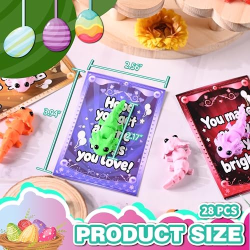 28pcs Axolotl 3D Printed Animals，Easters Basket Stuffers